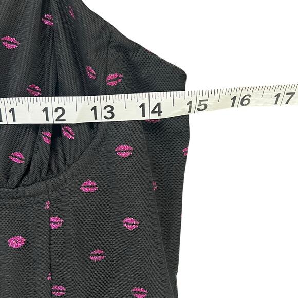 Betsey Johnson Black and Pink Polka Dot Midi Dress - Picture 9 of 16